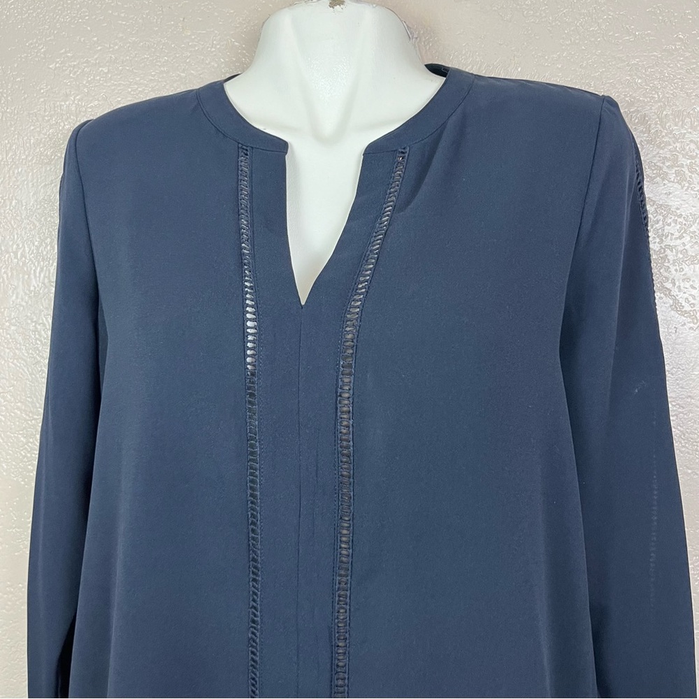 MICHAEL Michael Kors Navy Blue V-neck Long Sleeve Blouse‎ Size M - Picture 12 of 14